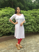White Embroidered Rayon Kurti